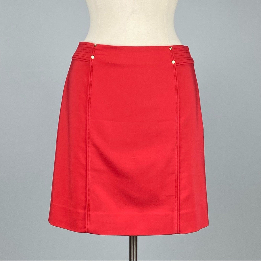 White House Black Market Bright Red A-Line Skirt